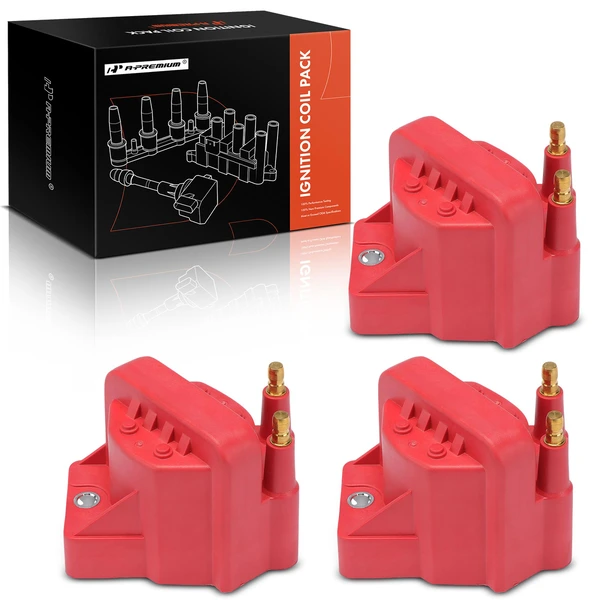 2000-2005 Chevrolet Impala A Set of 3-Pc Ignition Coil 2-Blade Terminal Oval A-Premium APIC1456