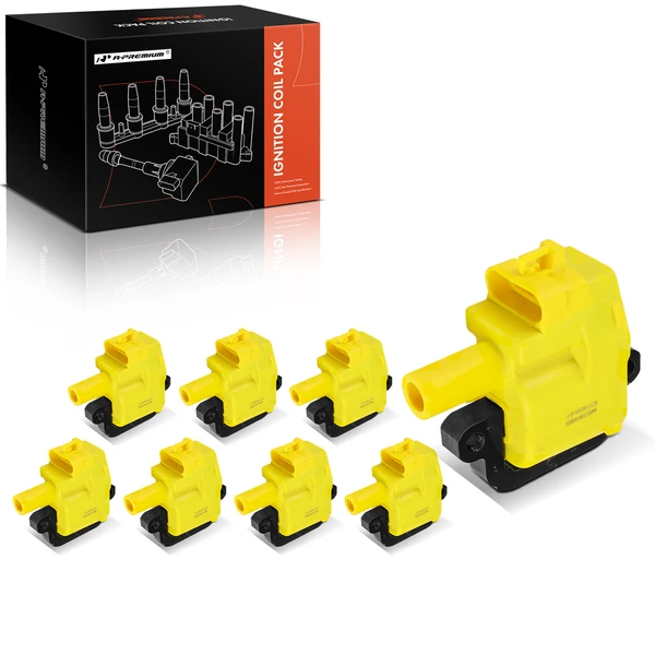 1999-2000 Chevrolet C7500 Kodiak A Set of 8-Pc Ignition Coil 4-Pin Terminal Oval A-Premium APIC1069