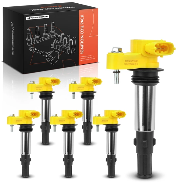 2004-2009 Cadillac CTS 6-Pc Ignition Coil 4-Blade Terminal Rectangular, Oval A-Premium APIC1470