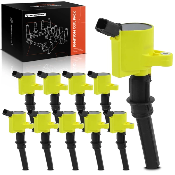 2003 2005 Ford E-350 Club Wagon A Set of 10-Pc Ignition Coil 2-Blade Terminal Rectangular A-Premium APIC1075