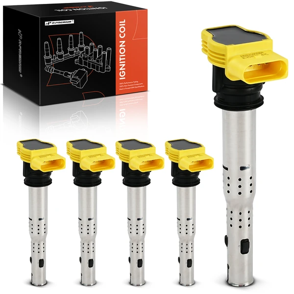 2007-2014 Lamborghini Gallardo A Set of 5-Pc Ignition Coil 4-Blade Terminal Oval A-Premium APIC1608