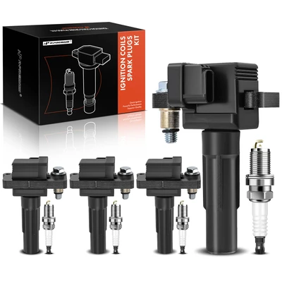4 Pcs Black Ignition Coil & 4 Pcs IRIDIUM Spark Plug Kit