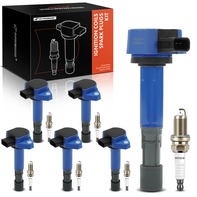 6Pcs Blue Ignition Coil & 6Pcs Iridium & Platinum Spark Plug