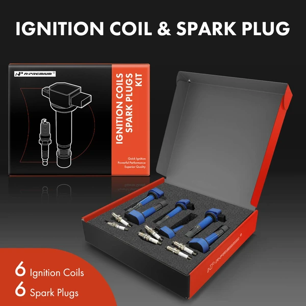 Ignition Coil and Spark Plug Kit Set of A Set of 12 Iridium & Platinum Series, 3-Blade Terminal A-Premium APIC1098