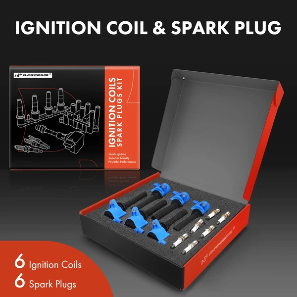Ignition Coil and Spark Plug Kit Set of A Set of 12 Double Iridium Series, 2-Blade Terminal A-Premium APIC1003