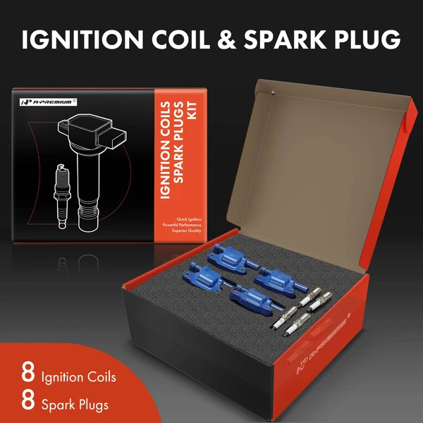 2005-2009 Saab 9-7x Ignition Coil and Spark Plug Kit Set of 16 Double Iridium Series, 4-Blade Terminal A-Premium APIC1178
