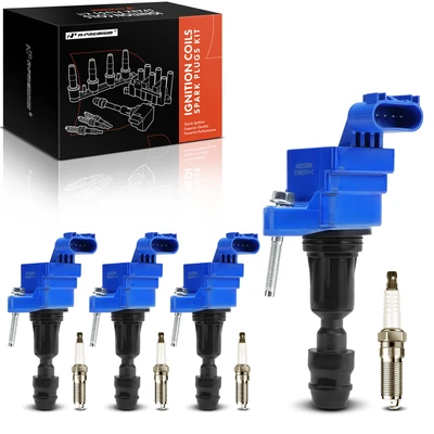 4 Pcs Blue Ignition Coil & 4 Pcs Iridium Spark Plug Kit