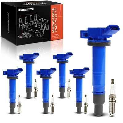 6 Pcs Blue Ignition Coil & 6 Pcs Iridium Spark Plug Kit