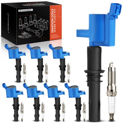 8 Pcs Blue Ignition Coil & 8 Pcs Iridium Spark Plug Kit