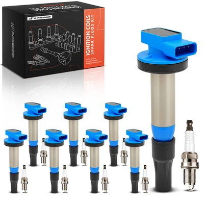 8 Pcs Blue Ignition Coil & 8x Iridium Spark Plug Kit