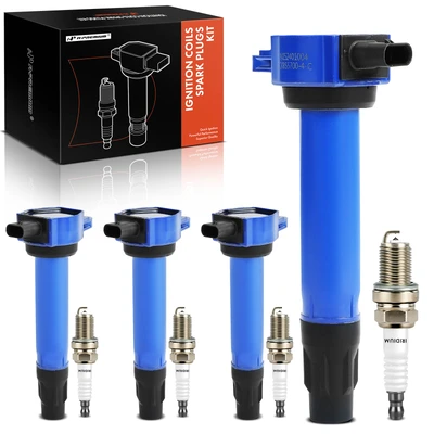 4 Pcs Ignition Coils & 4 Pcs Double Iridium Spark Plug Kits