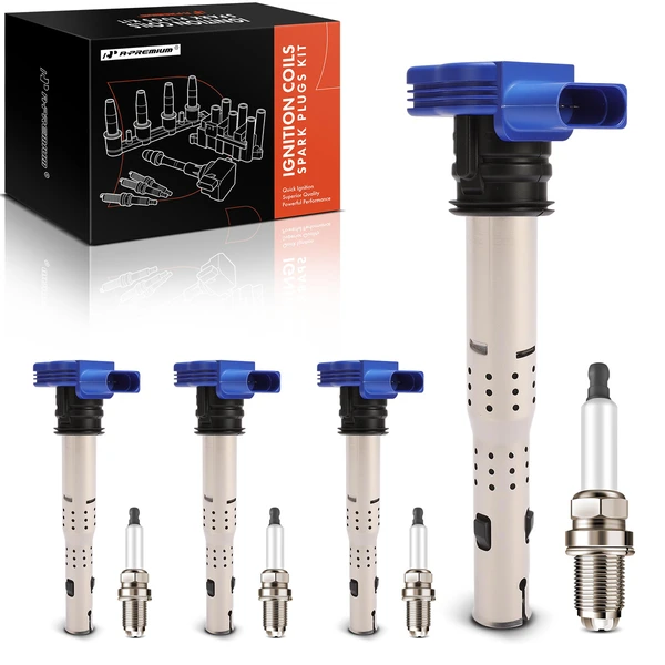 2005-2016 Audi A4 Quattro Ignition Coils & Spark Plugs Kits Set of A Set of 8 Iridium Series, 4-Blade Terminal A-Premium APIC1516