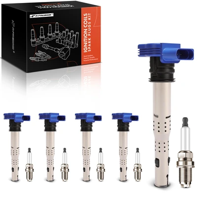 5 Pcs Blue Ignition Coil & 5 Pcs Iridium Spark Plug Kit