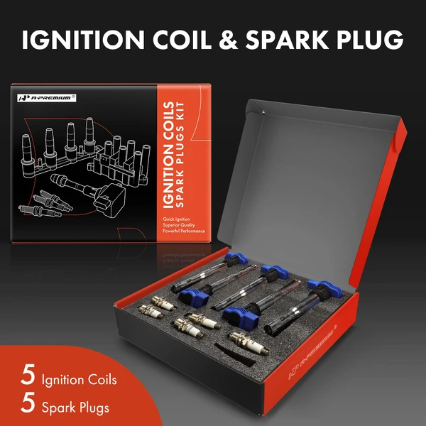 Ignition Coils & Spark Plugs Kits Set of A Set of 10 Iridium Series, 4-Blade Terminal A-Premium APIC1517