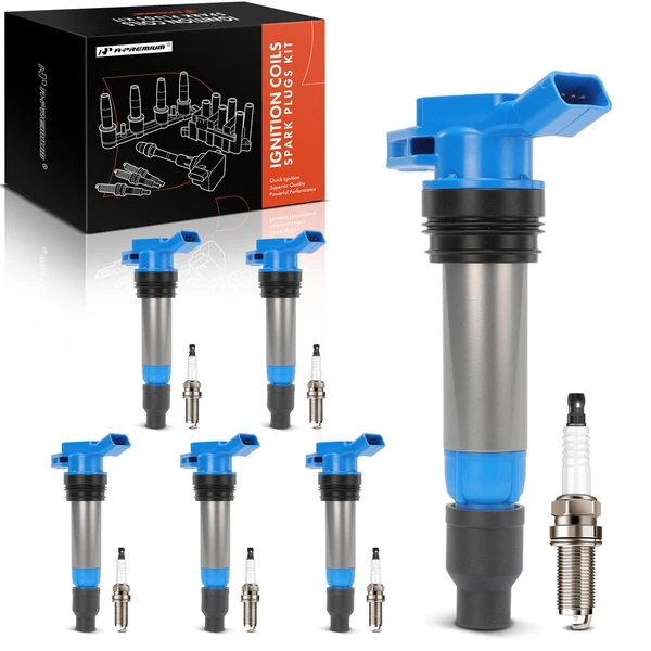 2008-2010 Volvo V70 Ignition Coils & Spark Plugs Kits Set of 12 Iridium Series, 4-Blade Terminal A-Premium APIC1383