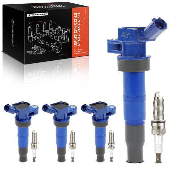 2009-2012 Hyundai Genesis Ignition Coil and Spark Plug Kit Set of A Set of 8 Double Iridium Series, 2-Blade Terminal A-Premium APIC1106
