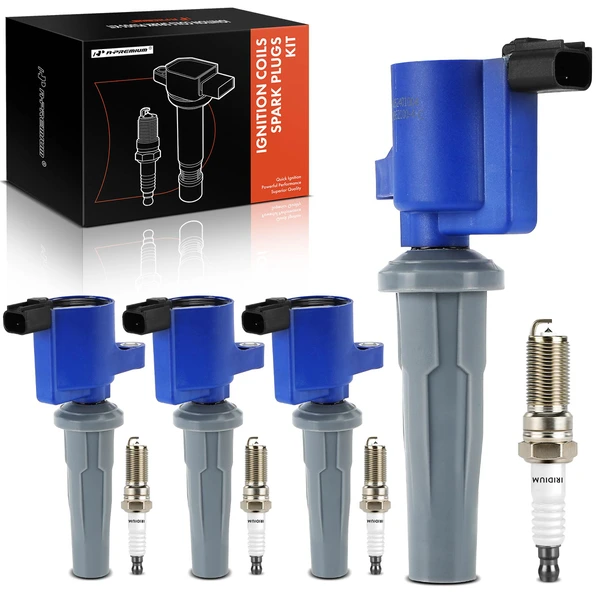 2019-2020 Ford Police Responder Hybrid Ignition Coil and Spark Plug Kit Set of 8 Double Iridium Series, 2-Pin Terminal A-Premium APIC1182