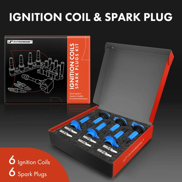 Ignition Coil and Spark Plug Kit Set of 12 Iridium & Platinum Series, 3-Pin Terminal A-Premium APIC1008