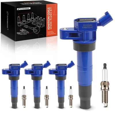 4 Pcs Blue Ignition Coil & 4 Pcs Iridium Spark Plug Kit