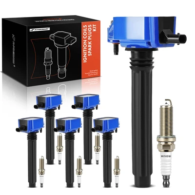 Ignition Coil and Spark Plug Kit Set of 6 Double Iridium Series, 2-Blade Terminal A-Premium APIC1107