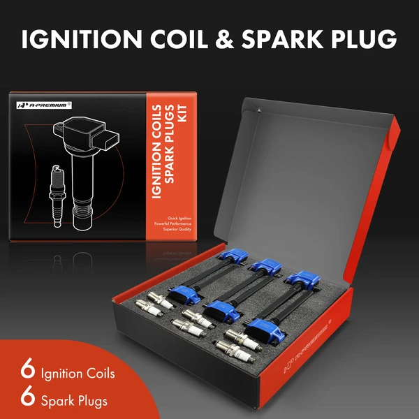 Ignition Coil and Spark Plug Kit Set of A Set of 12 Double Iridium Series, 2-Blade Terminal A-Premium APIC1107