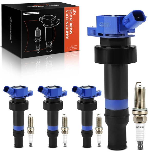 2012-2019 Hyundai Accent Ignition Coil and Spark Plug Kit Set of A Set of 8 Double Iridium Series, 2-Blade Terminal A-Premium APIC1184