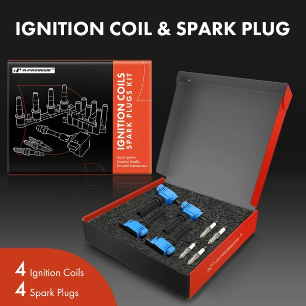 Ignition Coil and Spark Plug Kit Set of 8 Iridium & Platinum Series, 3-Pin Terminal A-Premium APIC1009