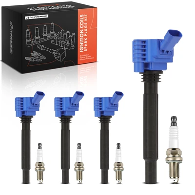4 Pcs Blue Ignition Coil & 4 Pcs Iridium Spark Plug Kit