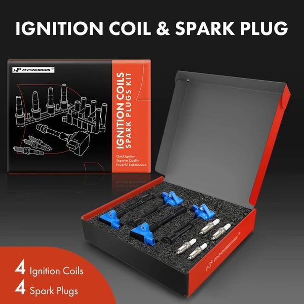 Ignition Coil and Spark Plug Kit Set of A Set of 8 Iridium & Platinum Series, 3-Pin Terminal A-Premium APIC1010