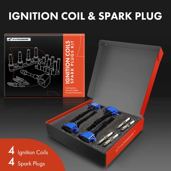 Ignition Coils & Spark Plugs Kits Set of 8 Iridium Series, 3-Pin Terminal A-Premium APIC1528