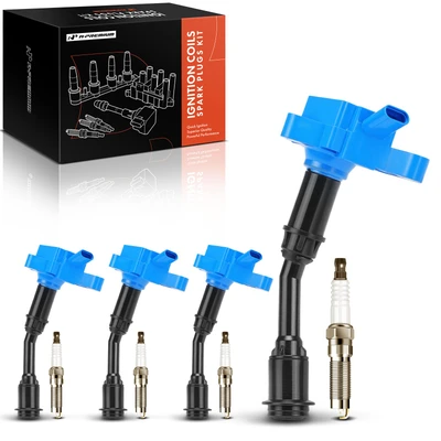 4 Pcs Blue Ignition Coils & 4 Pcs Iridium Spark Plugs Kit