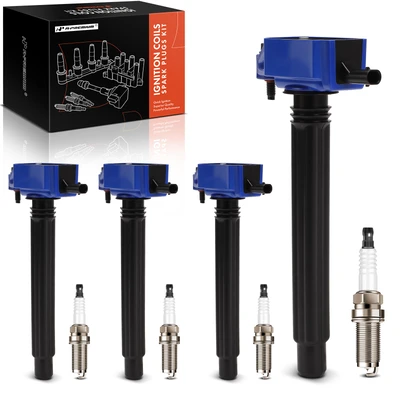 4 Pcs Blue Ignition Coil & 4 Pcs Iridium Spark Plug Kit