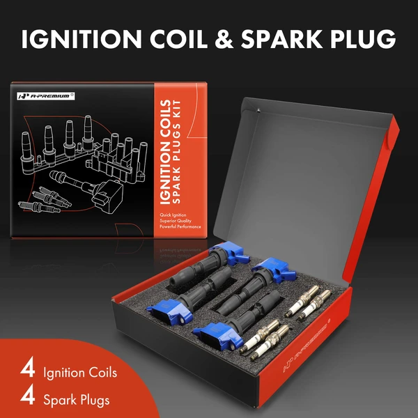 Ignition Coils & Spark Plugs Kits Set of A Set of 8 Iridium Series, 4-Pin Terminal A-Premium APIC1531