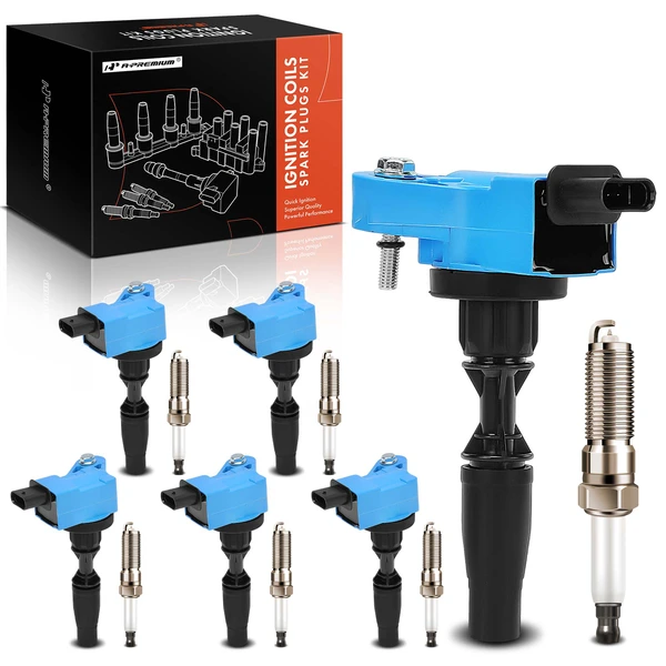2017-2021 2023 Cadillac XT5 Ignition Coils & Spark Plugs Kits Set of A Set of 12 Iridium Series, 4-Blade Terminal A-Premium APIC1393