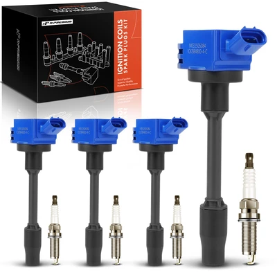 4 Pcs Blue Ignition Coils & 4 Pcs Iridium Spark Plugs Kit