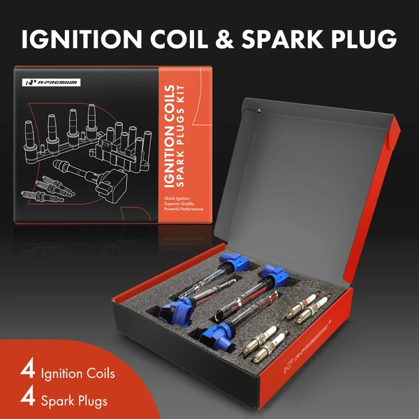Ignition Coils & Spark Plugs Kits Set of A Set of 8 Iridium Series, 4-Blade Terminal A-Premium APIC1507