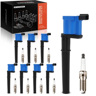 8 Pcs Blue Ignition Coils & 8 Pcs Iridium Spark Plugs Kit
