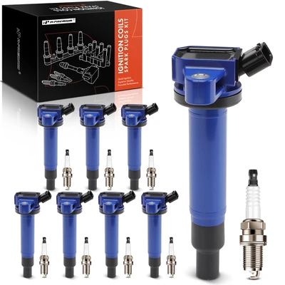 8 Pcs Blue Ignition Coil & 8 Pcs Iridium Spark Plug Kit