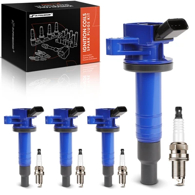 4 Pcs Blue Ignition Coil & 4 Pcs Iridium Spark Plug Kit