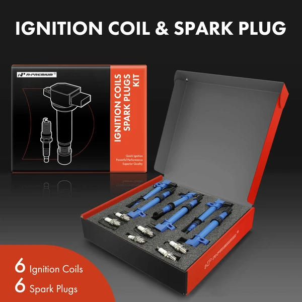 Ignition Coil and Spark Plug Kit Set of 12 Double Iridium Series, 2-Blade Terminal A-Premium APIC1095