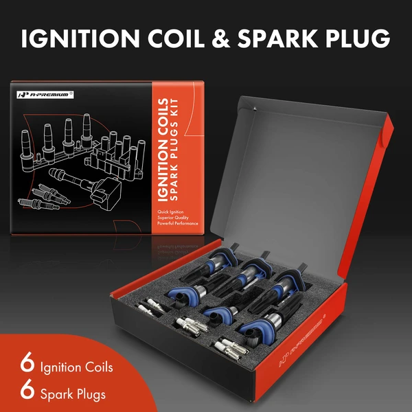 Ignition Coil and Spark Plug Kit Set of 12 Double Iridium Series, 3-Blade Terminal A-Premium APIC1096