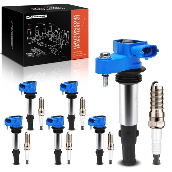 2005-2009 Cadillac STS Ignition Coils & Spark Set of A Set of 12 Iridium Series, 4-Blade Terminal A-Premium APIC1375