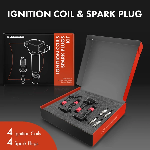 Ignition Coil and Spark Plug Kit Set of 8 Iridium Series, 3-Blade Terminal A-Premium APIC0781