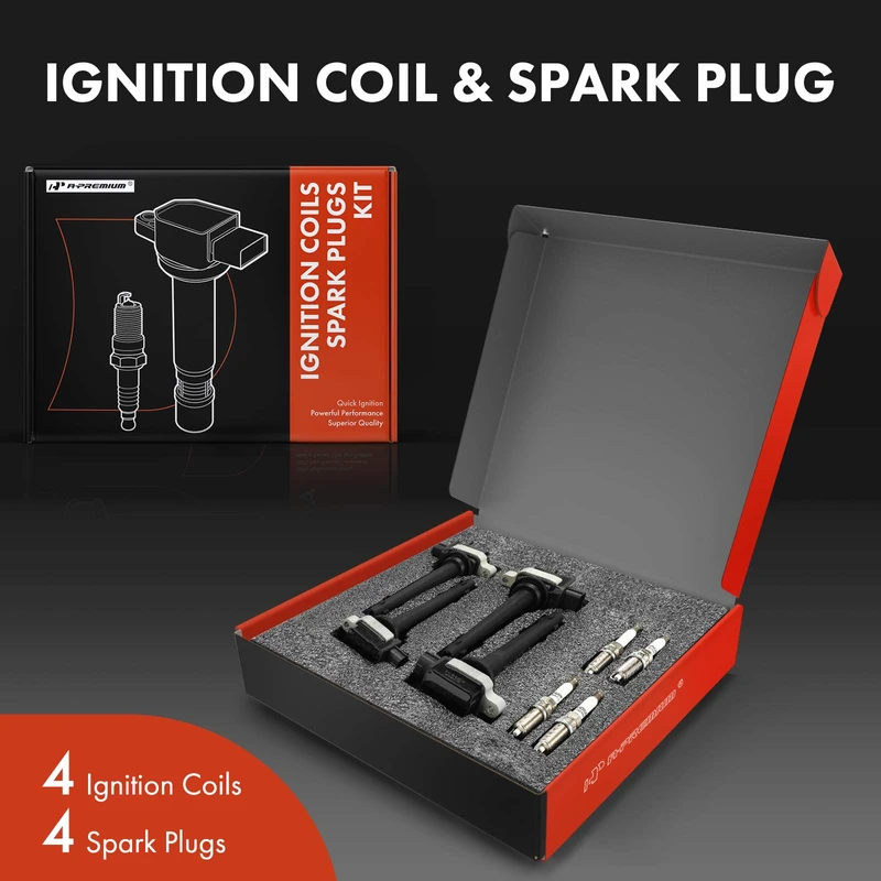 Ignition Coil and Spark Plug Kit Set of A Set of 4 Iridium Series, 3-Blade Terminal A-Premium APIC0790