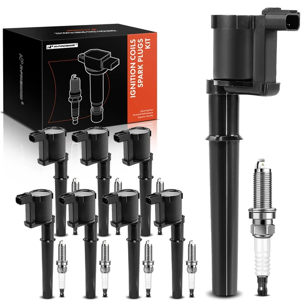 Ignition Coil and Spark Plug Kit Set of A Set of 8 Iridium Series, 2-Blade Terminal A-Premium APIC0782