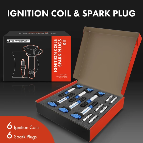 Ignition Coil and Spark Plug Kit Set of 12 Iridium Series, 3-Blade Terminal A-Premium APIC0612