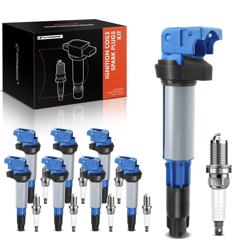 8 Pcs Blue Ignition Coil & 8 Pcs IRIDIUM Spark Plug Kit for BMW E60 E63 E64 E65 E66 545i