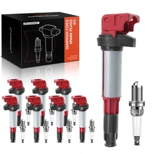 8 Pcs Red Ignition Coil & 8 Pcs IRIDIUM Spark Plug Kit for BMW E60 E63 E64 E65 E66 545i