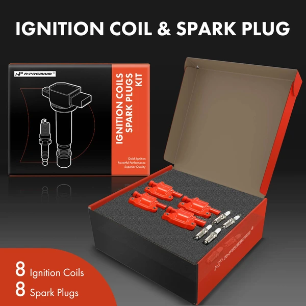 Ignition Coil and Spark Plug Kit Set of 16 Double Iridium Series, 4-Blade Terminal A-Premium APIC1191