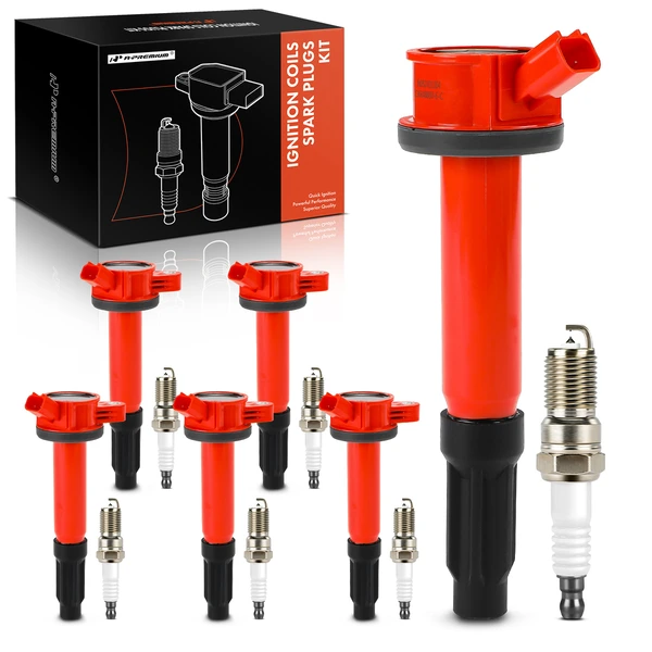 Ignition Coil and Spark Plug Kit Set of 12 Double Iridium Series, 2-Blade Terminal A-Premium APIC1112